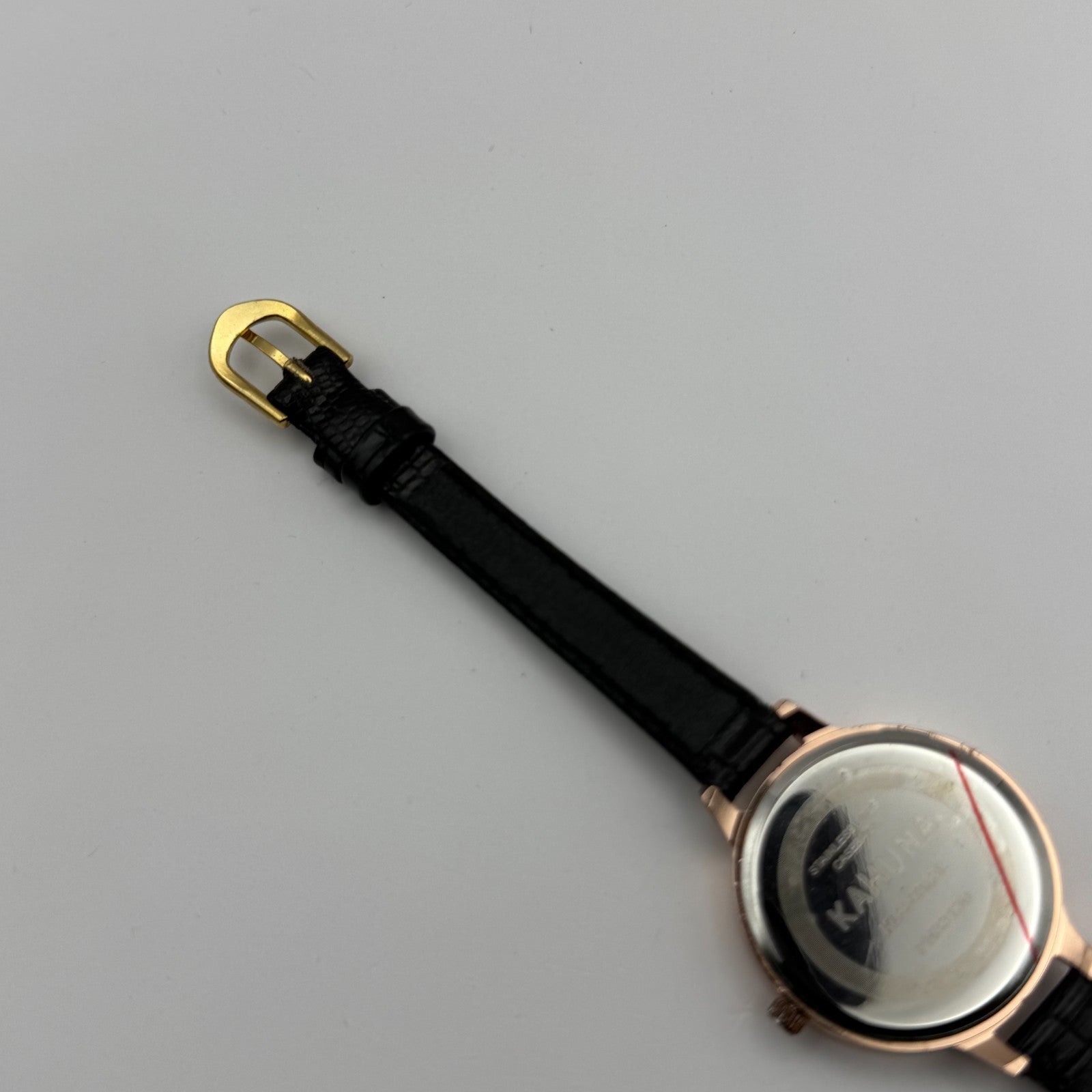 Kahuna Ladies Quartz Watch Floral Dial Black Leather Strap Working 30mm