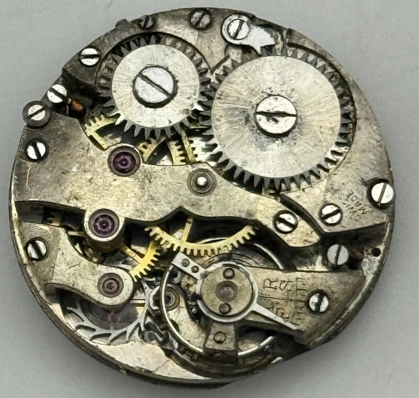 23.7mm Unidentified Swiss Porcelain Dial Trench Watch Movement Manual Wind PARTS