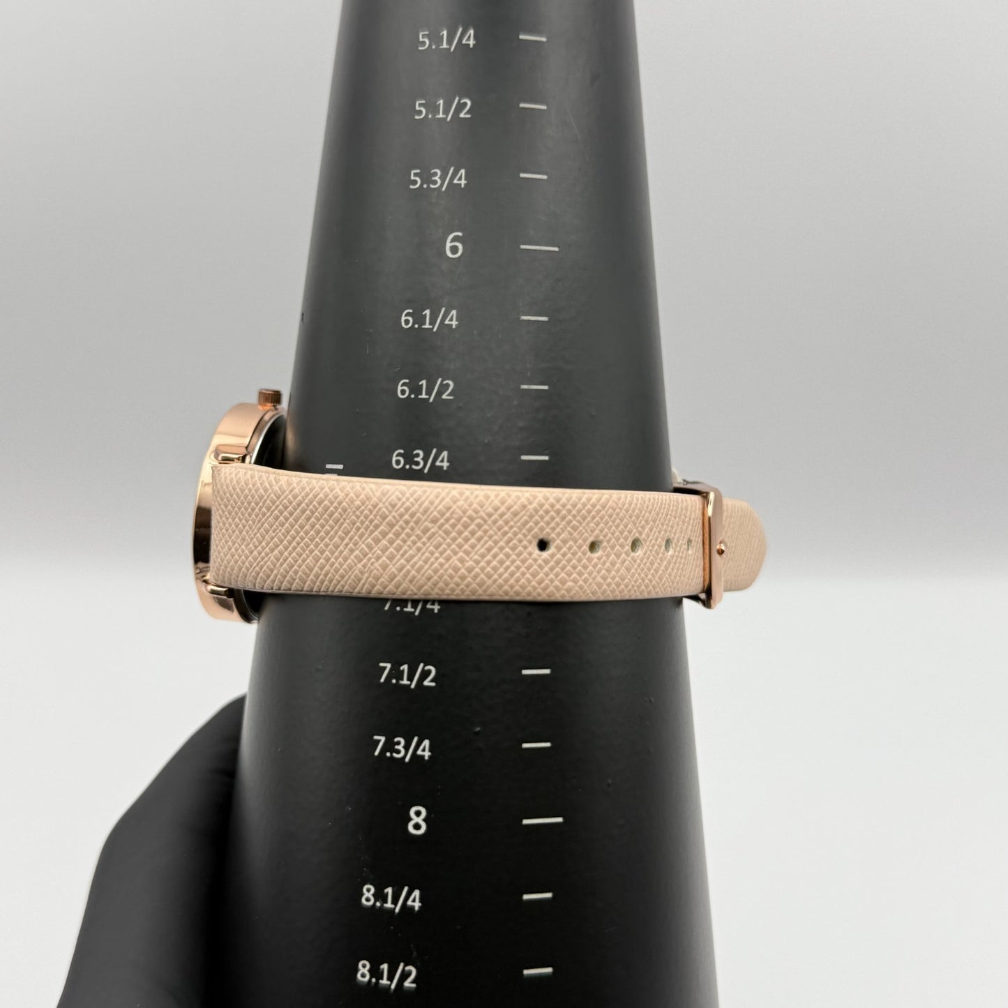 Guy Laroche Ladies Quartz Watch Rose Gold Tone Beige Strap Working 31mm