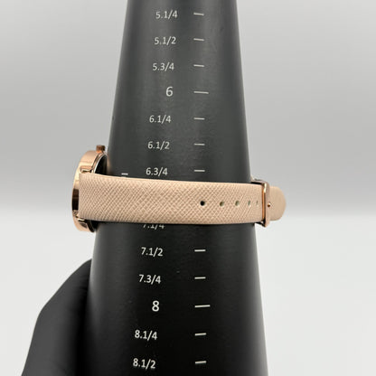 Guy Laroche Ladies Quartz Watch Rose Gold Tone Beige Strap Working 31mm