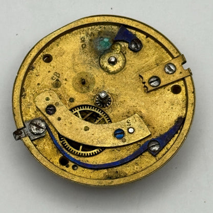 Fusee Pocket Watch Movement Antique English Key Wound Parts Repair Spares 35.7mm