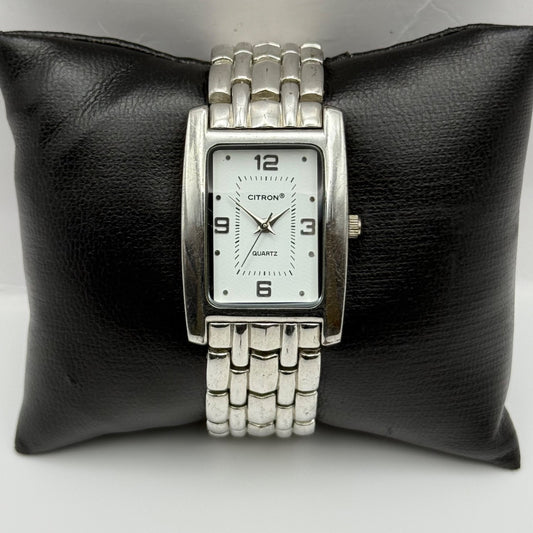 Working Citron Ladies Silver Tone 25mm Quartz Watch New Battery 5.75 Inches