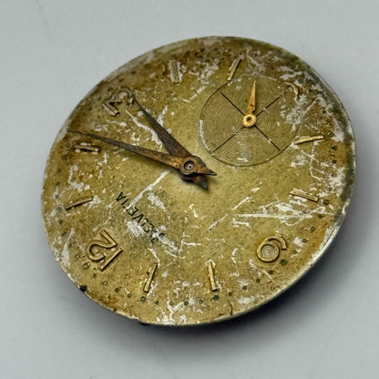 Helvetia 80C Watch Movement Manual Wind Vintage Swiss 17 Jewels Parts 25.6mm