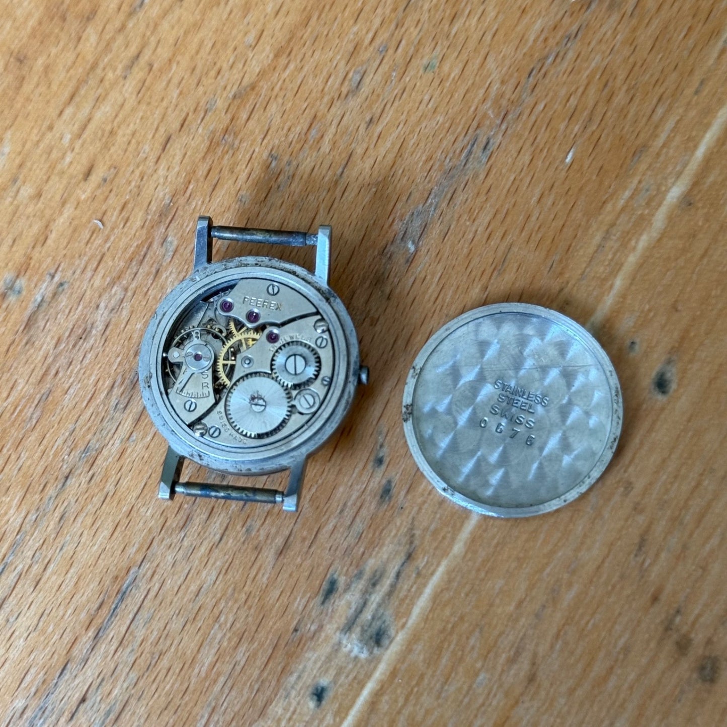 24mm Vintage Peerex 15 Jewels Swiss Sub Seconds Manual Wind Watch PARTS / REPAIR