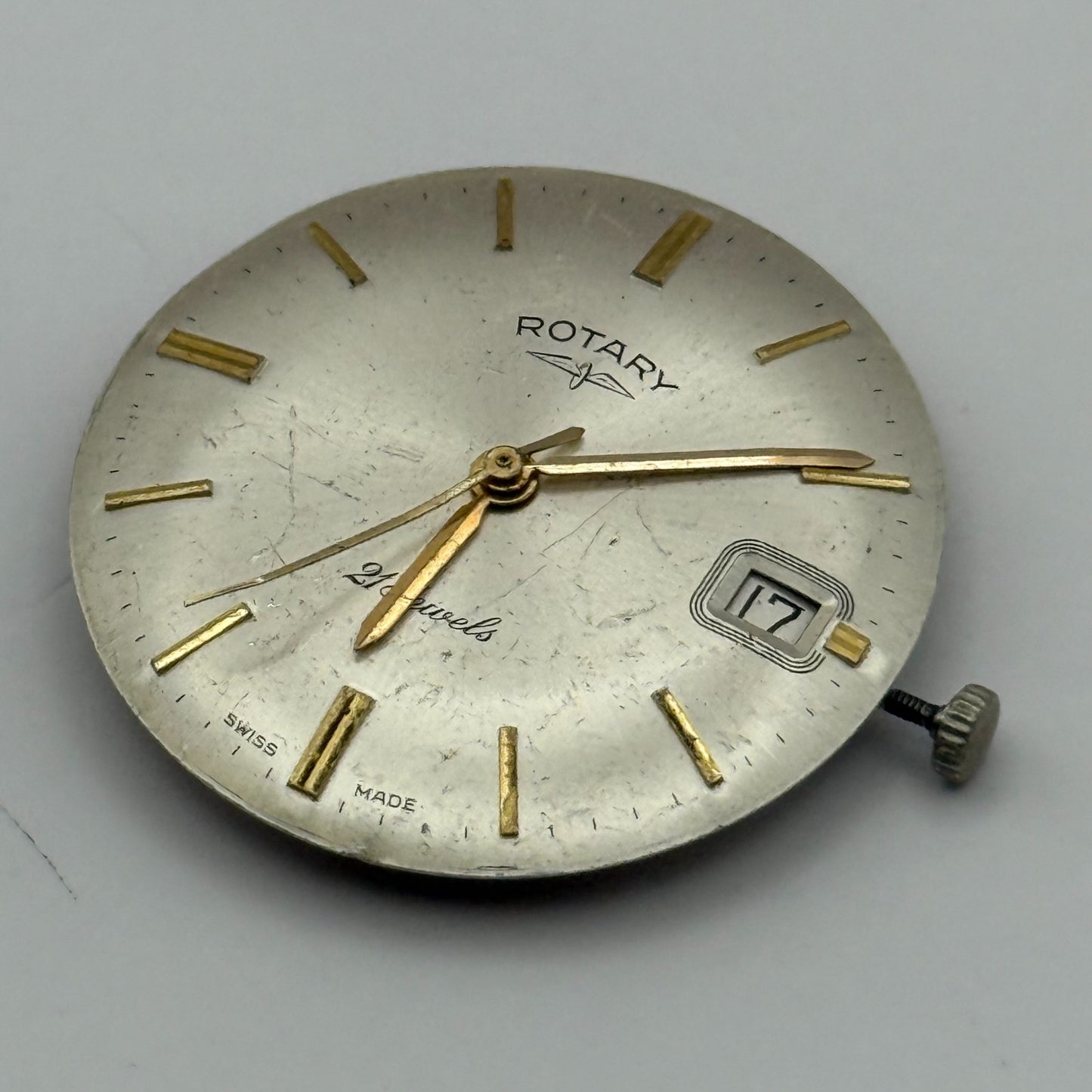 AS 1702/03 Rotary Date Watch Movement Manual Wind Vintage Parts Repair 25.8mm