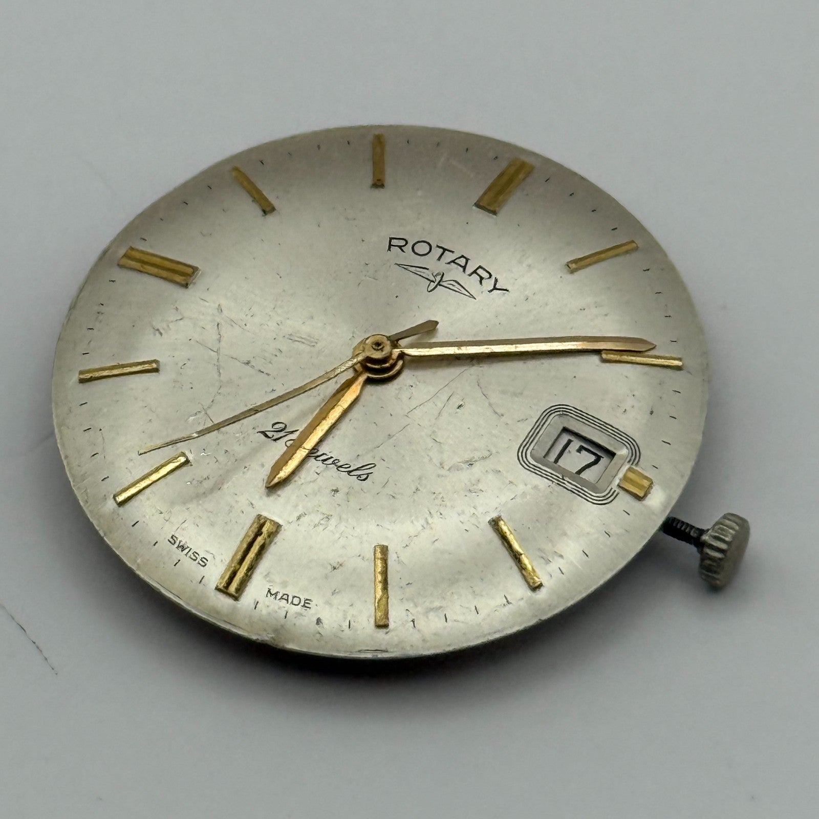 AS 1702/03 Rotary Date Watch Movement Manual Wind Vintage Parts Repair 25.8mm