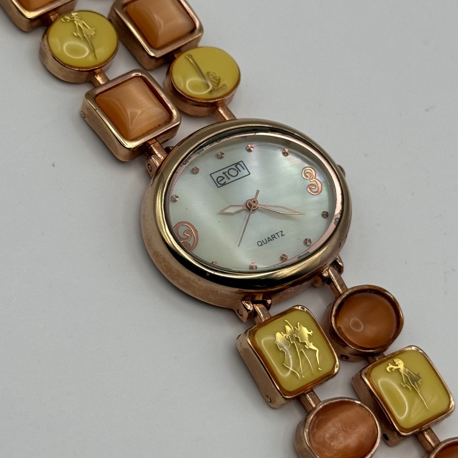 Eton Ladies Quartz Watch Mother of Pearl Rose Gold Tone Bracelet Working 31mm