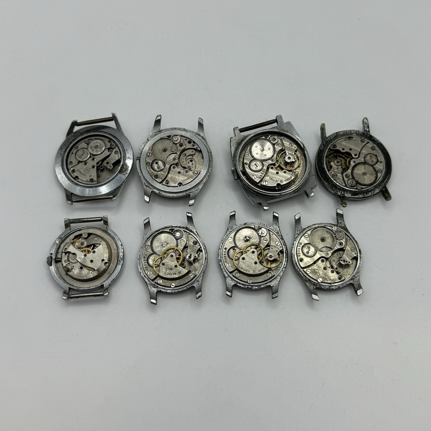 8 x Vintage Soviet Manual Wind Watch Heads For Parts Repair Job Lot Bundle