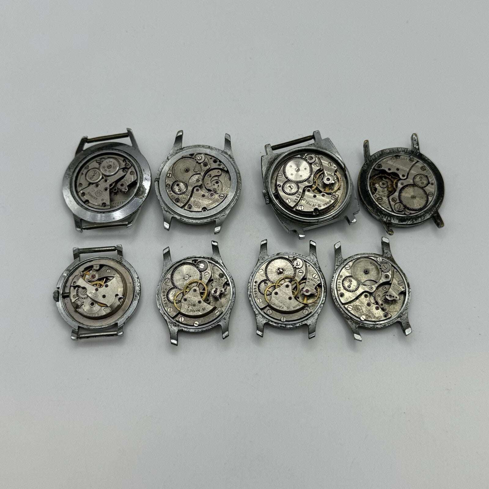 8 x Vintage Soviet Manual Wind Watch Heads For Parts Repair Job Lot Bundle
