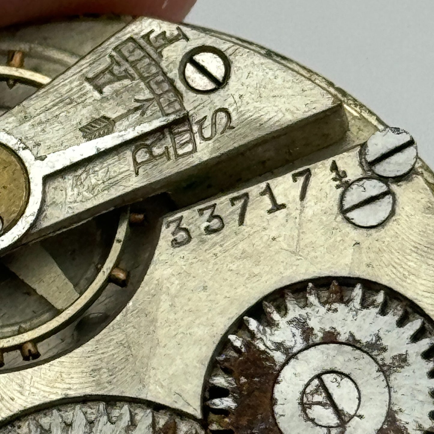 42.7mm Unidentified 7 Jewels Patent Depose Vintage Pocket Watch Movement PARTS