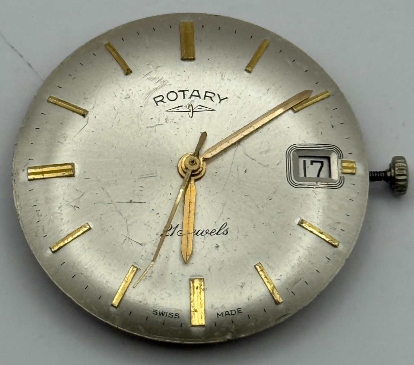 AS 1702/03 Rotary Date Watch Movement Manual Wind Vintage Parts Repair 25.8mm