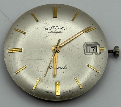 AS 1702/03 Rotary Date Watch Movement Manual Wind Vintage Parts Repair 25.8mm