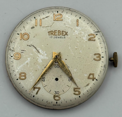 Felsa 398 Watch Movement Trebex Running Manual Wind Vintage Parts Repair 32.6mm