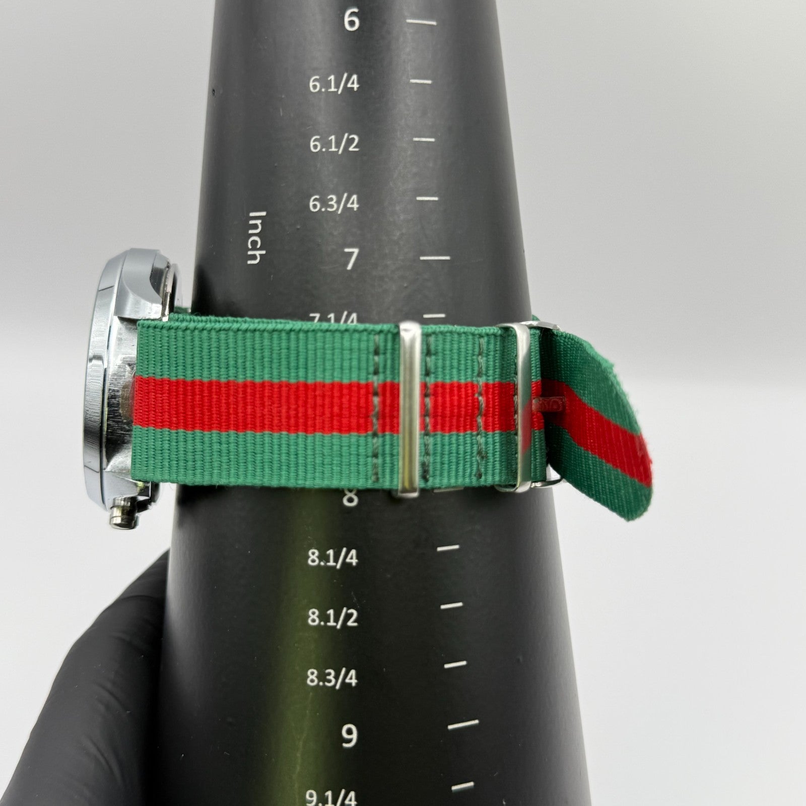 Jhon Star Men’s Quartz Watch Chronograph Gold Dial Green Red Strap Working 45mm