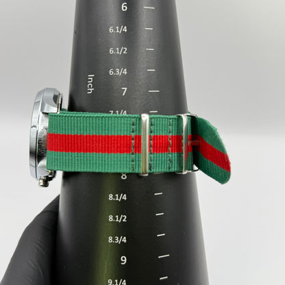 Jhon Star Men’s Quartz Watch Chronograph Gold Dial Green Red Strap Working 45mm