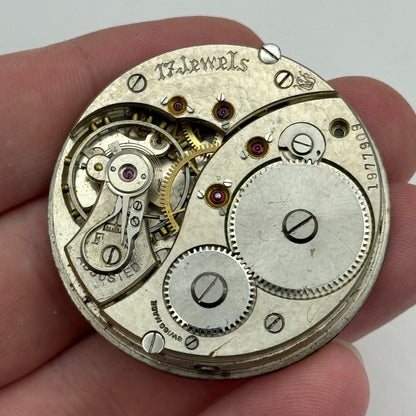 43.1mm Unidentified High Grade Open Face 17 Jewels Pocket Watch Movement PARTS