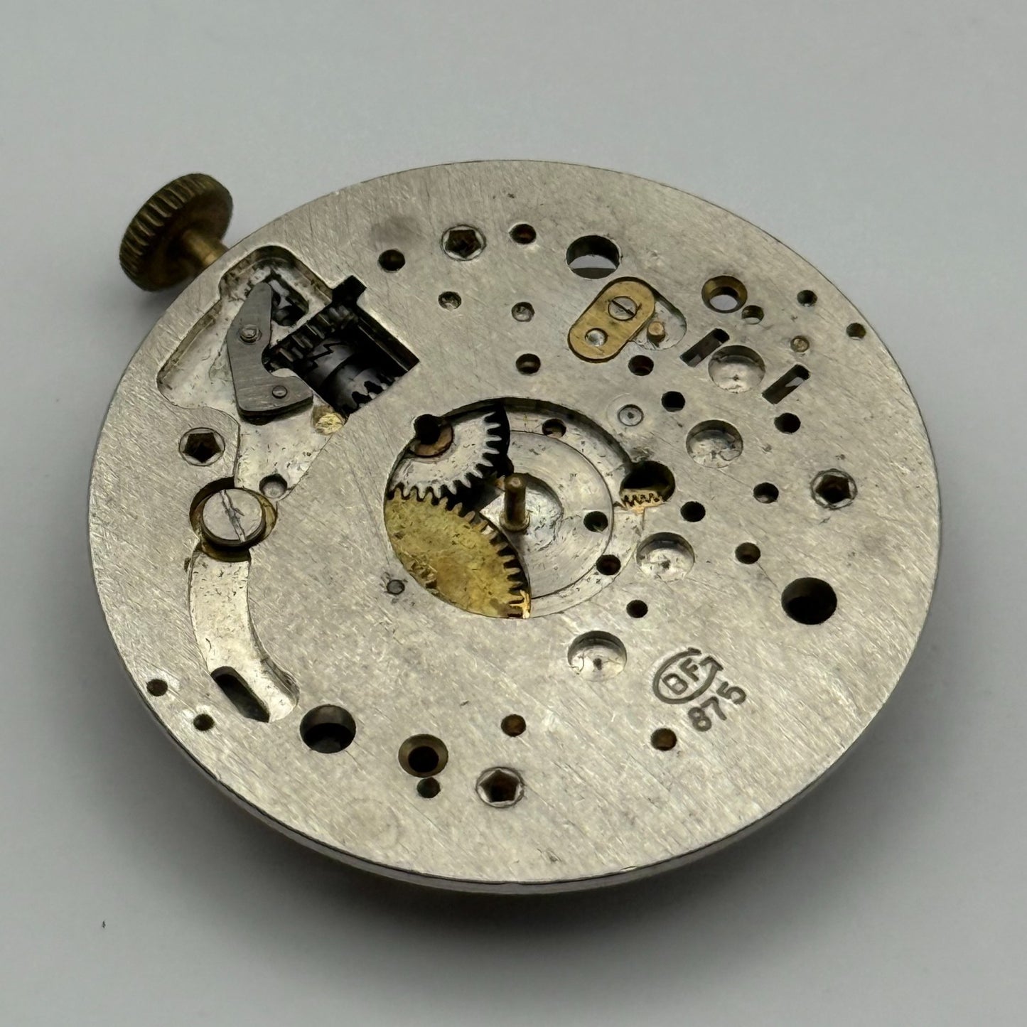 BFG 875 Watch Movement 1 Jewel Manual Wind Swiss Vintage Parts Repair 31.1mm