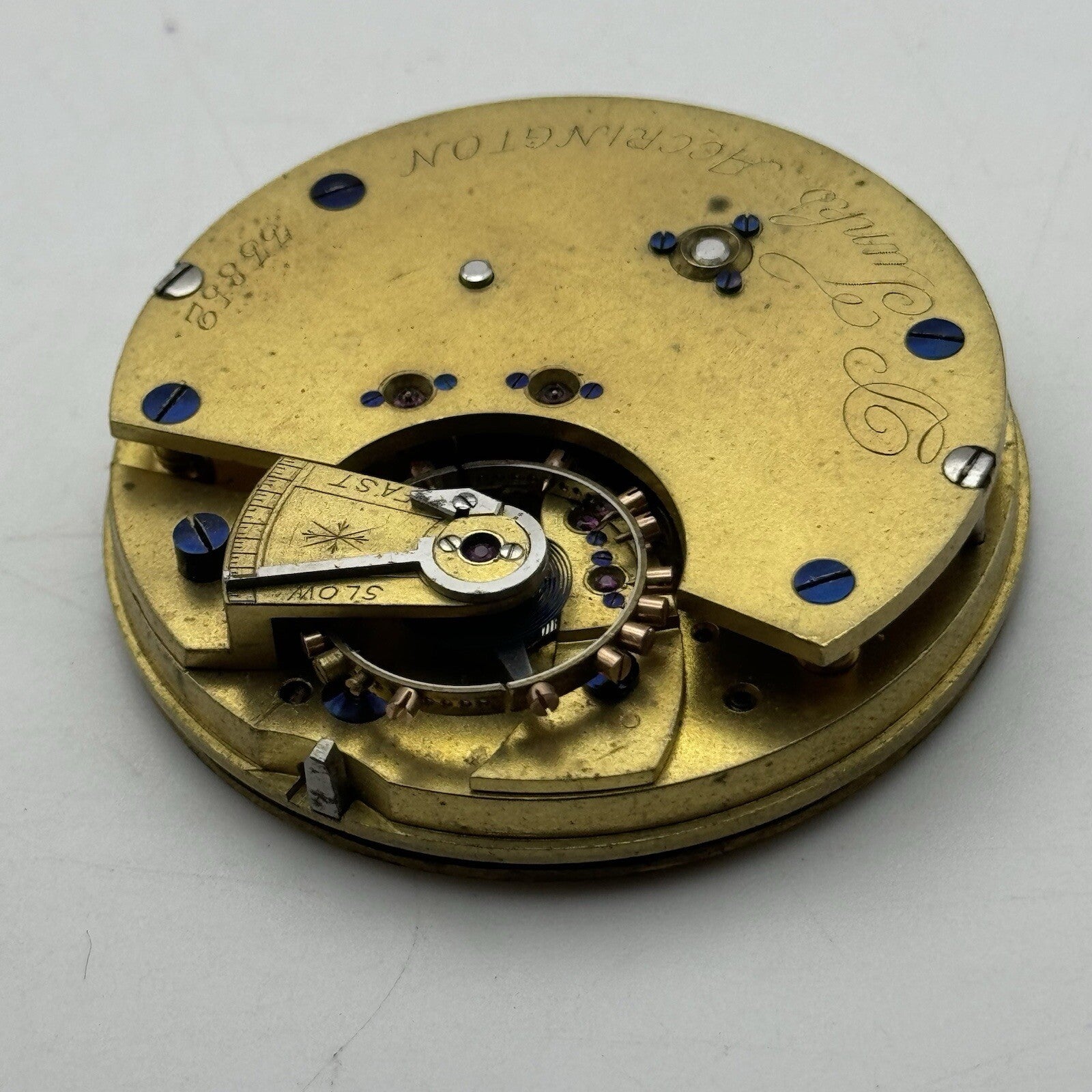 47.2mm Manual Wind Antique D Tunks Accrington Pocket Watch Movement FOR PARTS
