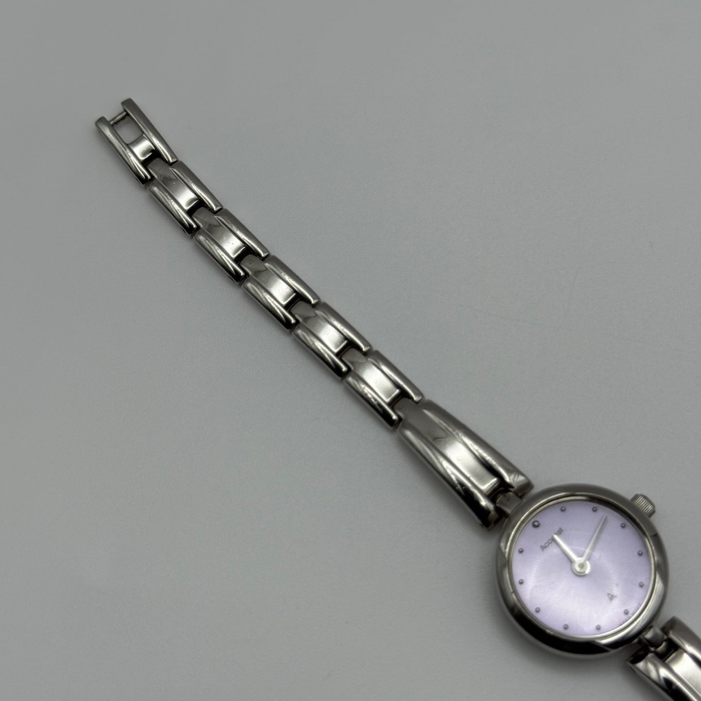 Working Accurist Ladies Purple Dial Silver Tone 19mm Quartz Watch LB327 Japan