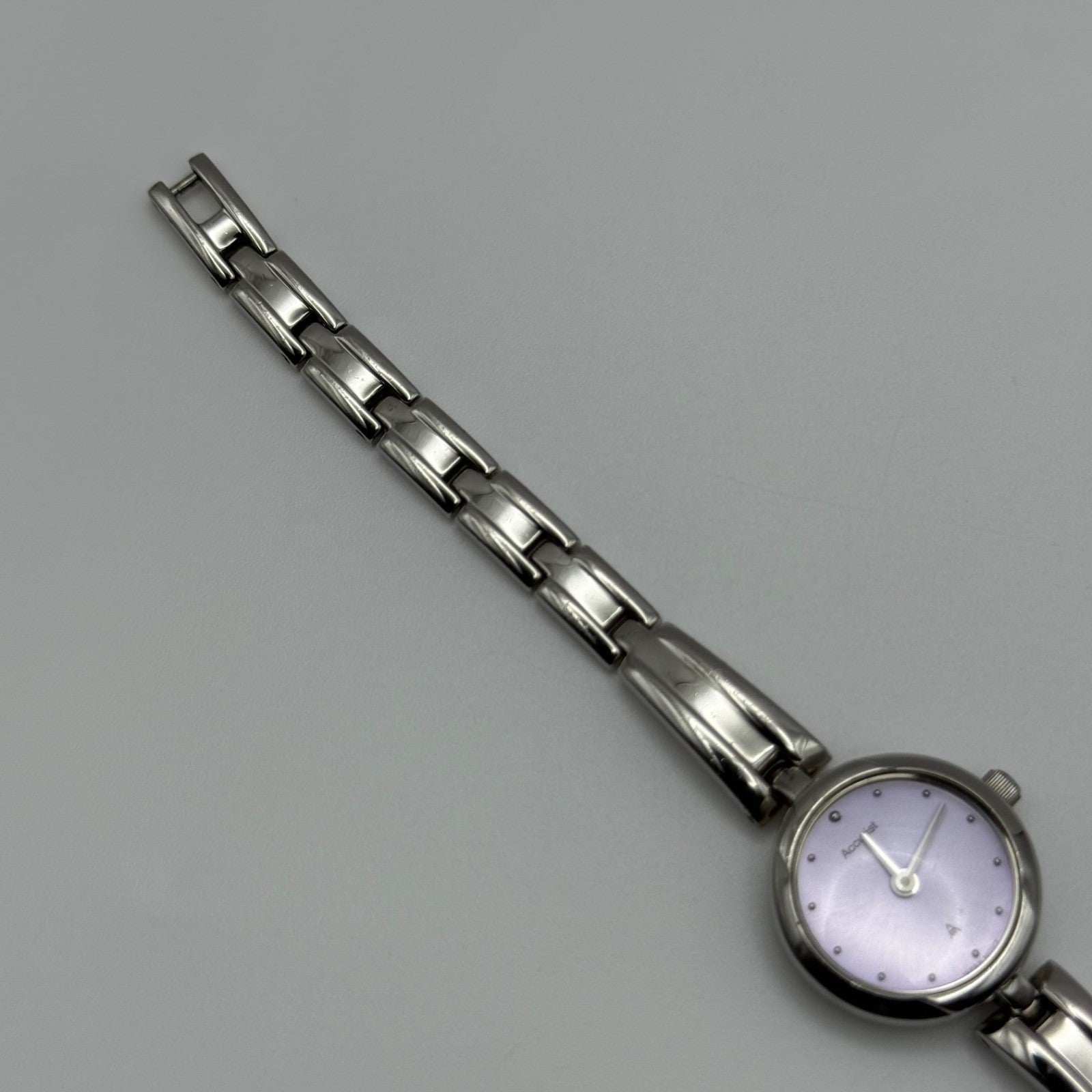 Working Accurist Ladies Purple Dial Silver Tone 19mm Quartz Watch LB327 Japan