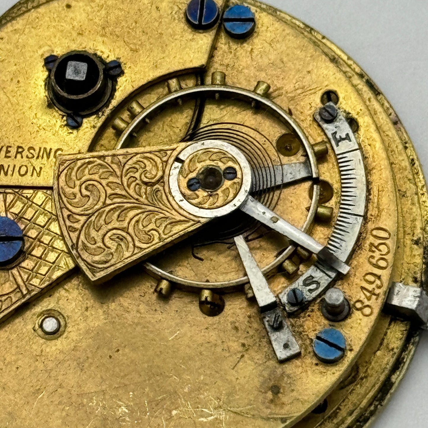 44.6mm Antique Reversing Pinion Key Wound English Pocket Watch Movement PARTS