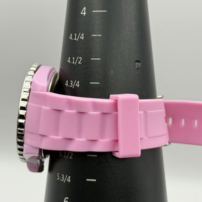 Gossip Ladies Quartz Watch Pink Dial Silver Tone Bezel Japan Working 39mm