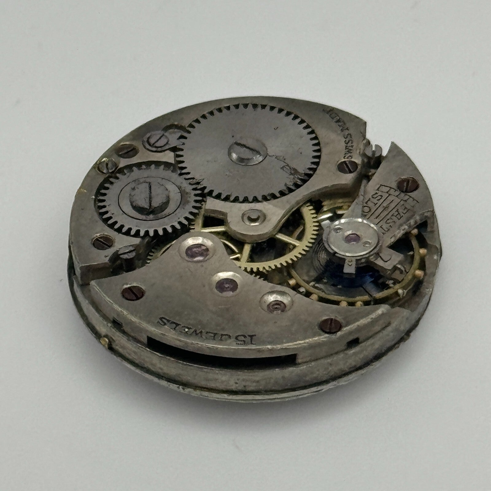 23.7mm Unidentified 15 Jewels Swiss Trench Watch Movement Manual Wind PARTS