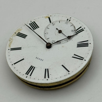 41.8mm Antique Unidentified Key Wound Pocket Watch Movement Dial Hands PARTS