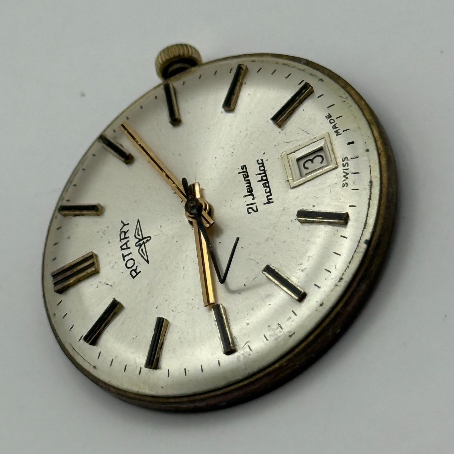 AS 2061 Date Watch Movement Rotary Manual Wind Vintage Swiss Parts Repair 25.5mm