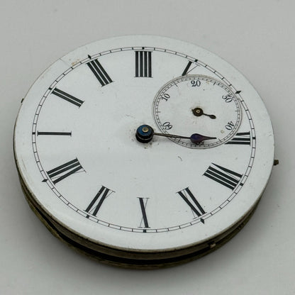 42.9mm Unidentified Antique Key Wound Pocket Watch Movement PARTS REPAIR SPARES