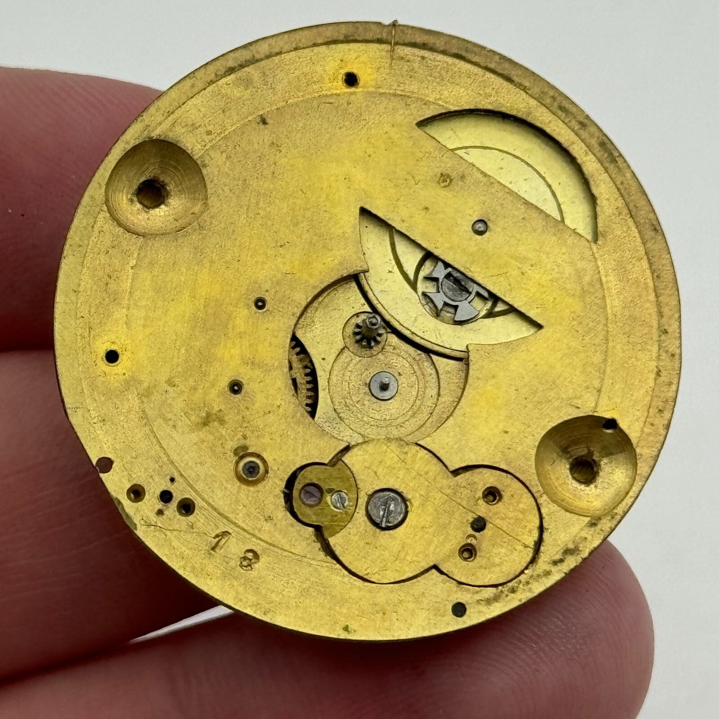36.3mm Antique Unidentified Key Wound Pocket Watch Movement PARTS REPAIR SPARES