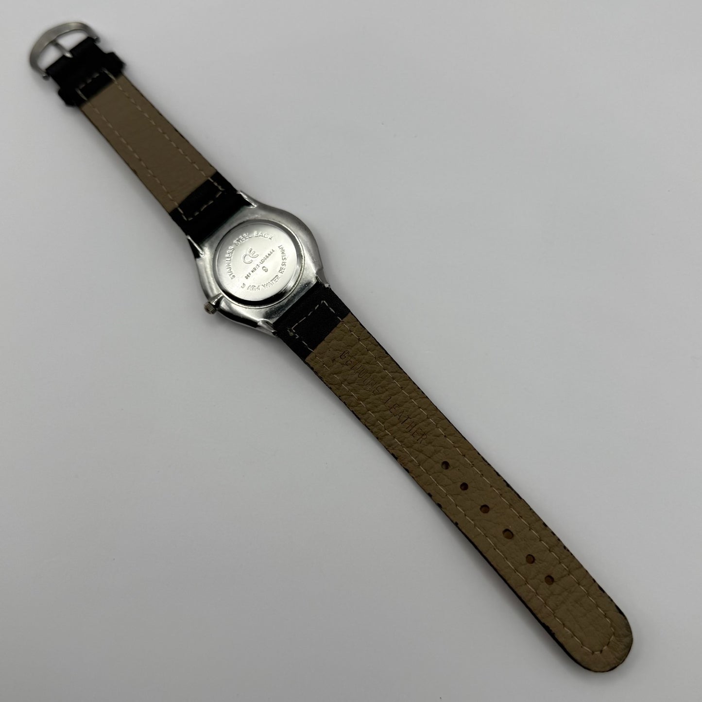 Scene Ladies Quartz Watch Black Dial Yellow Leather Strap Working 32mm