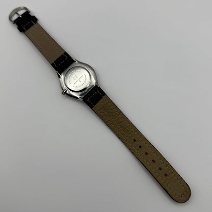 Scene Ladies Quartz Watch Black Dial Yellow Leather Strap Working 32mm