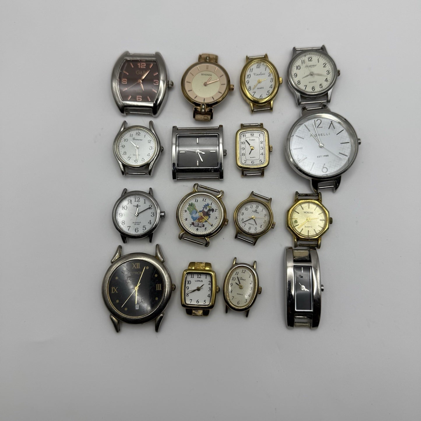 Bundle Of 16 Quartz Watches Modern / Vintage Untested Parts / Repair / Crafts