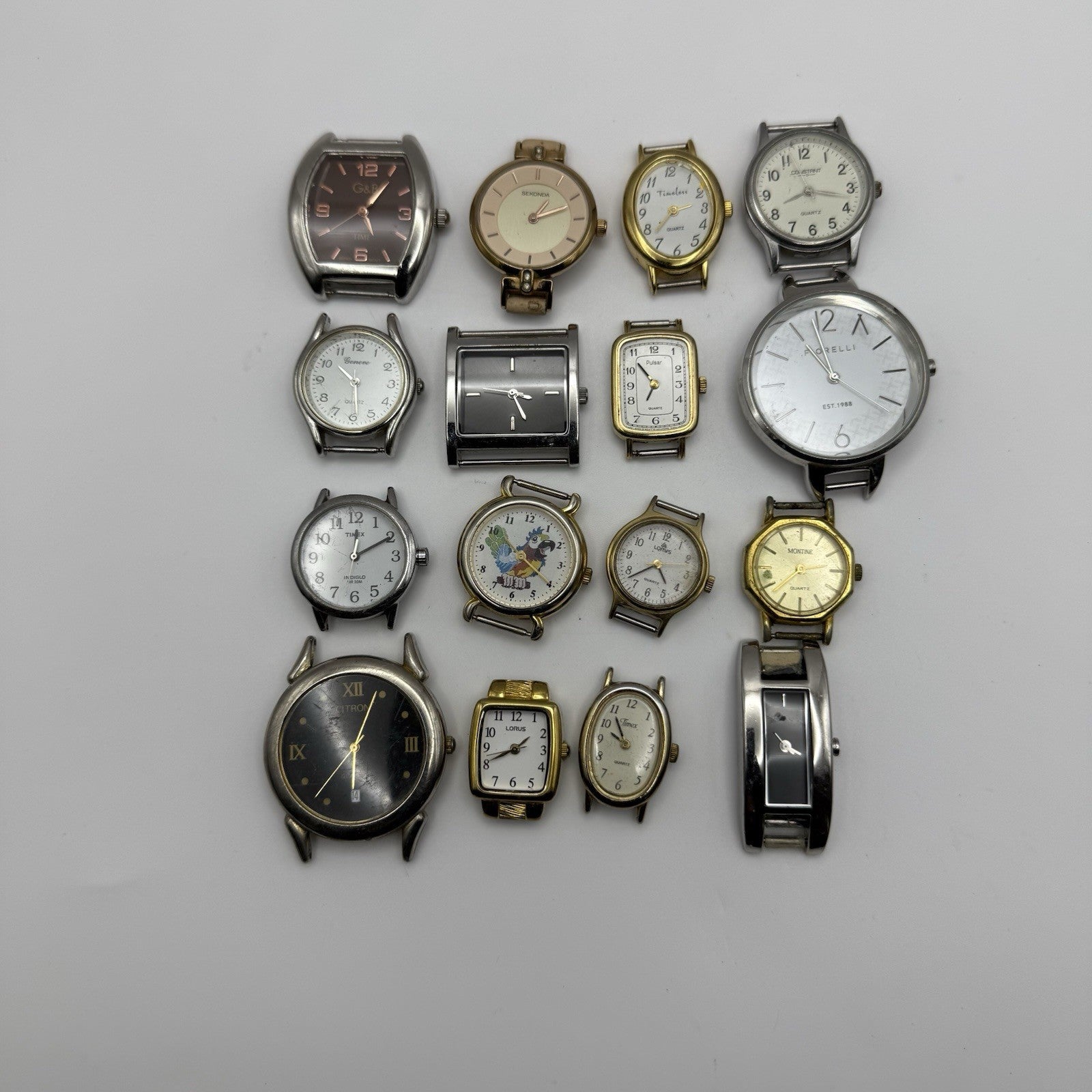 Bundle Of 16 Quartz Watches Modern / Vintage Untested Parts / Repair / Crafts