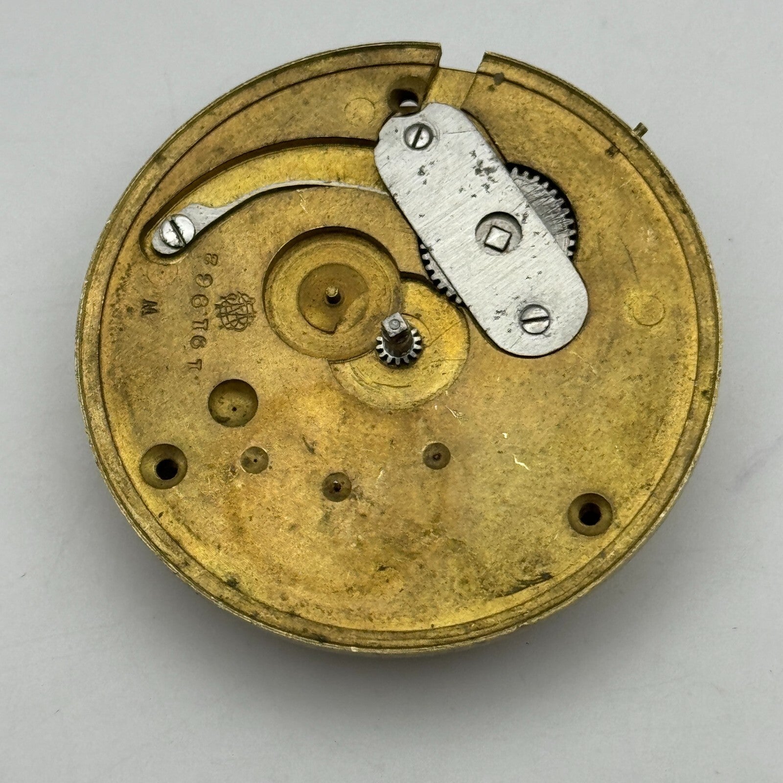 43.2mm Antique J J Pollard Hindley Key Wound Pocket Watch Movement PARTS REPAIR