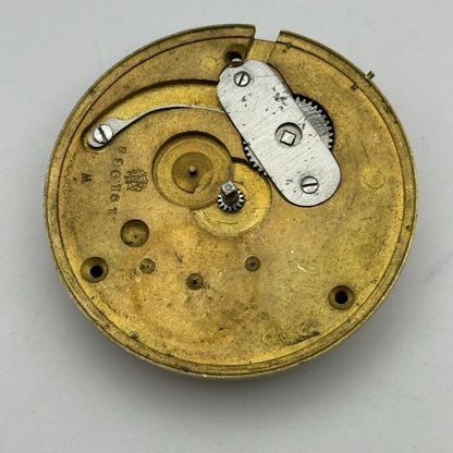 43.2mm Antique J J Pollard Hindley Key Wound Pocket Watch Movement PARTS REPAIR