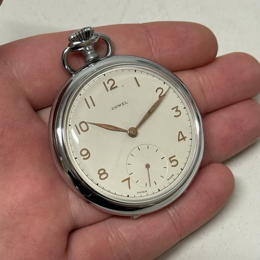 50mm Vintage Dowel NEW OLD STOCK Open Face Sub Seconds Pocket Watch TO SERVICE