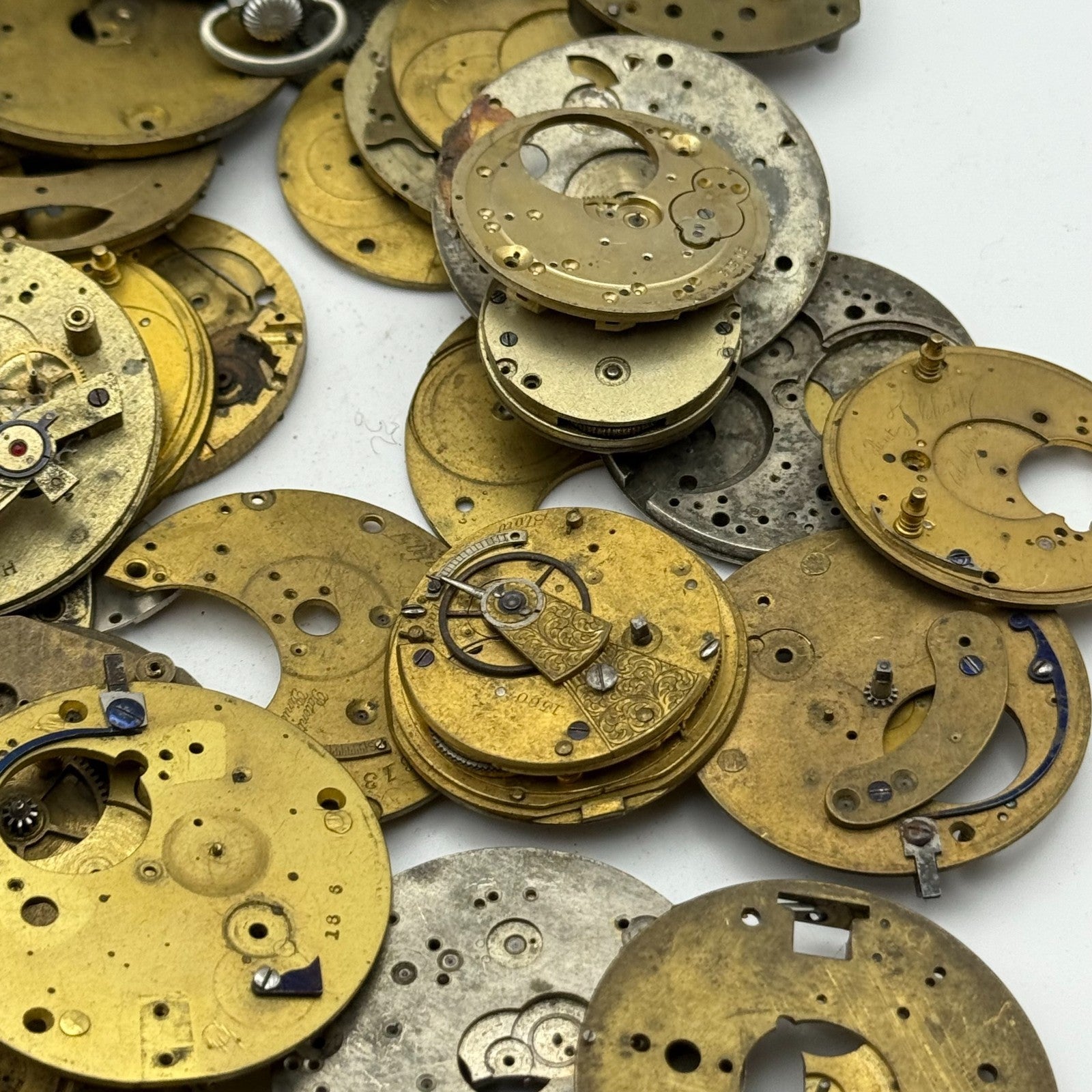 Large Bundle Of Antique Partial Pocket Watch Movements Joblot PARTS REPAIR SPARE