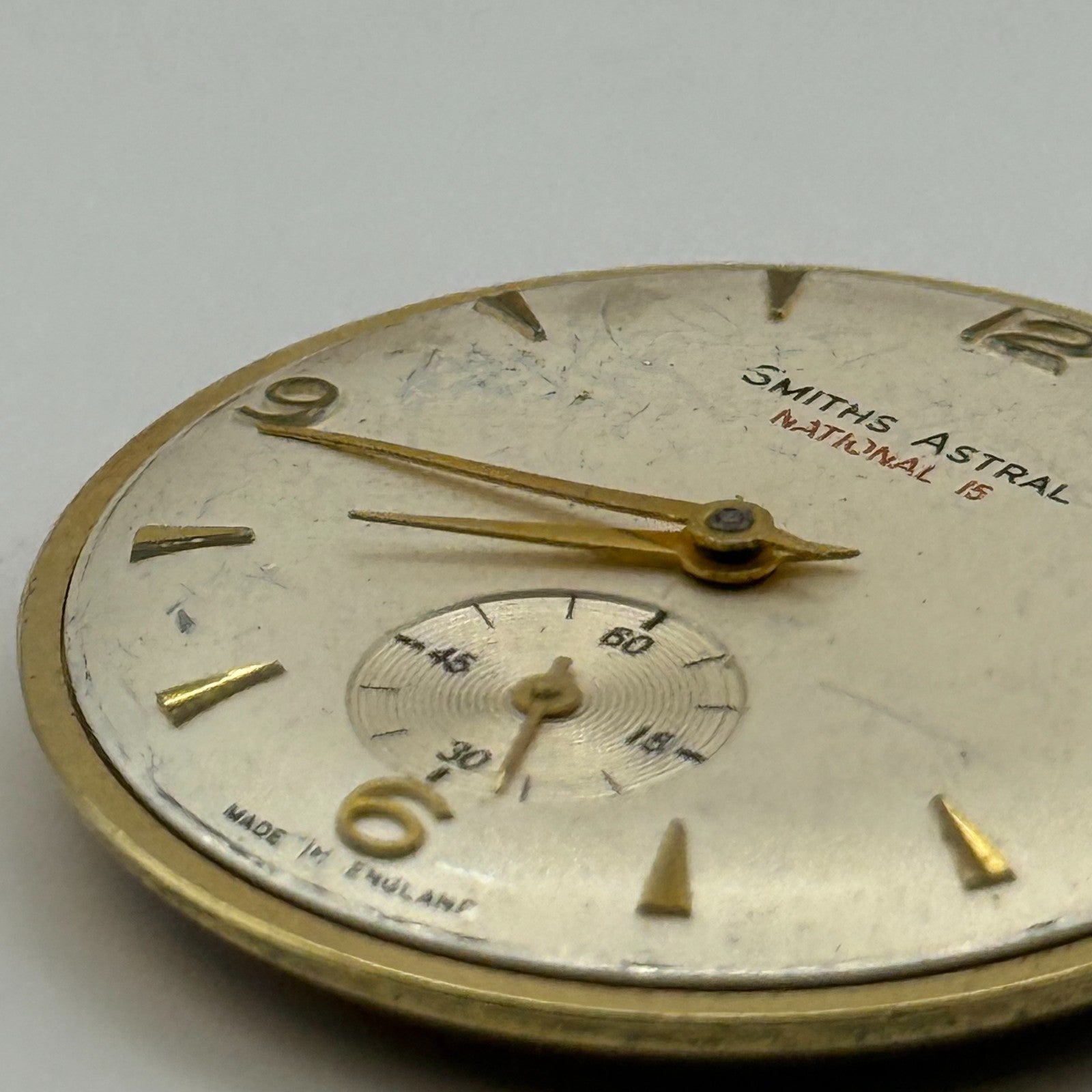 Smiths Astral National 15 60461E Watch Movement Manual Wind Vintage Parts 31.9mm