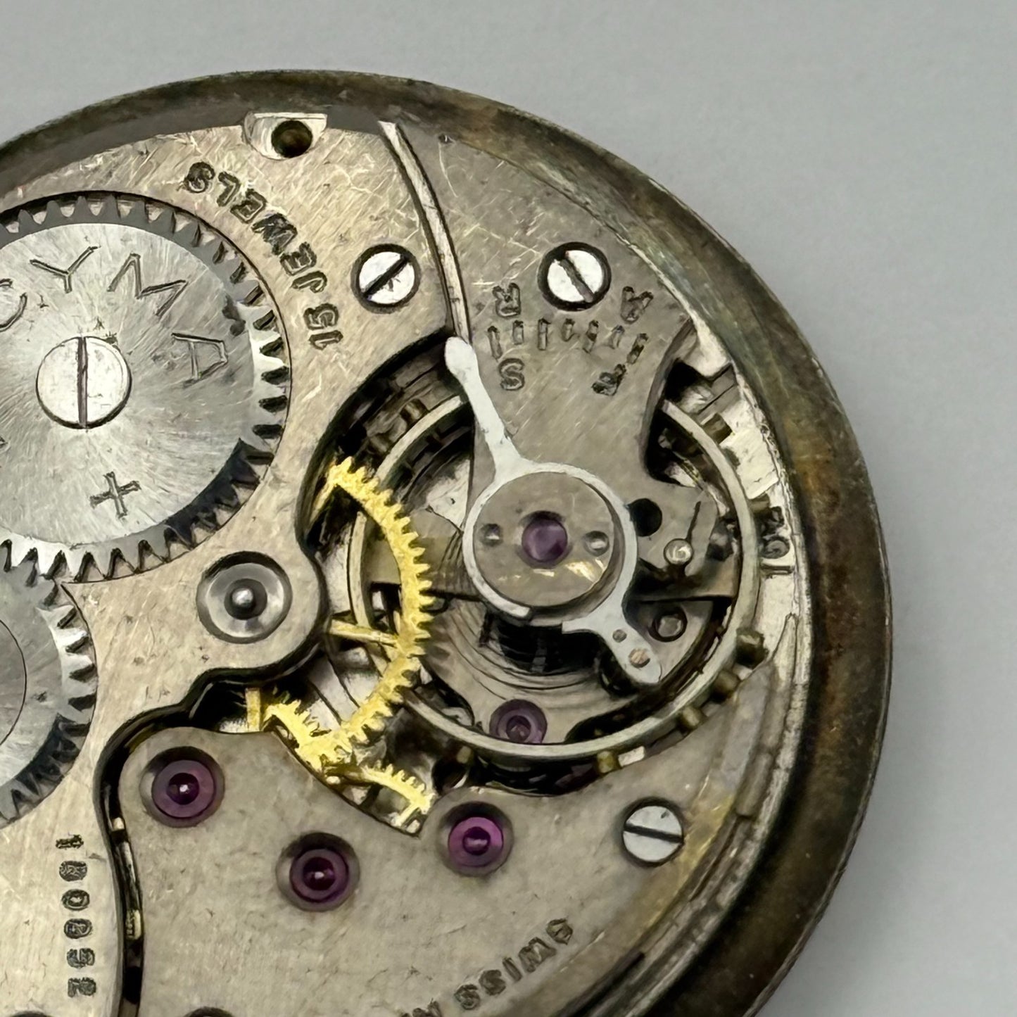 Cyma 162 Watch Movement Manual Wind Vintage Swiss 15 Jewels Parts Repair 23.5mm