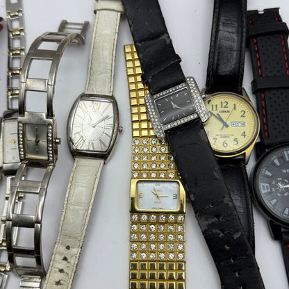 Bundle Of 16 Quartz Watches Modern / Vintage Untested Parts / Repair / Crafts