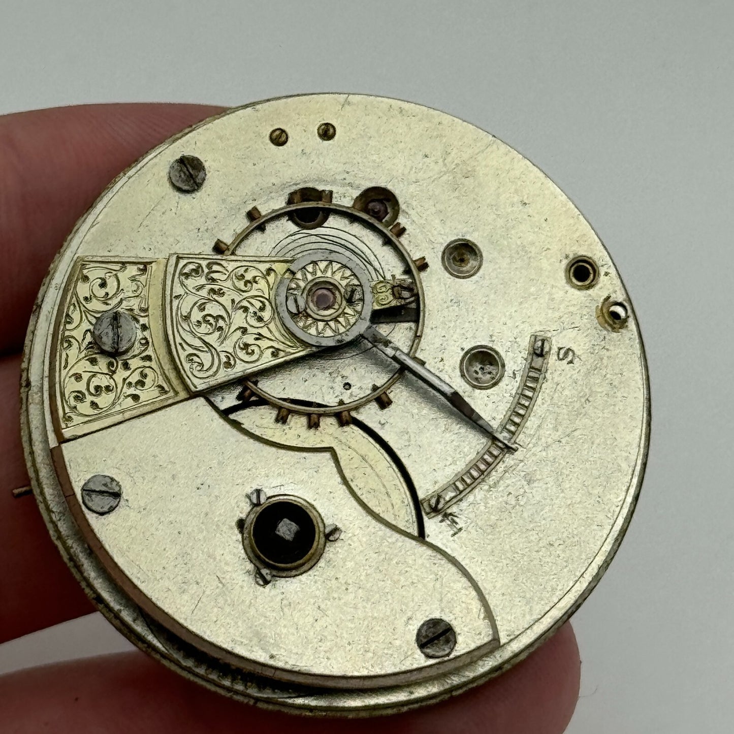 45.7mm Antique H Samuel Fleurier Key Wound Pocket Watch Movement PARTS REPAIR