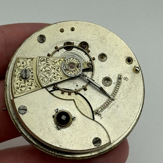 45.7mm Antique H Samuel Fleurier Key Wound Pocket Watch Movement PARTS REPAIR