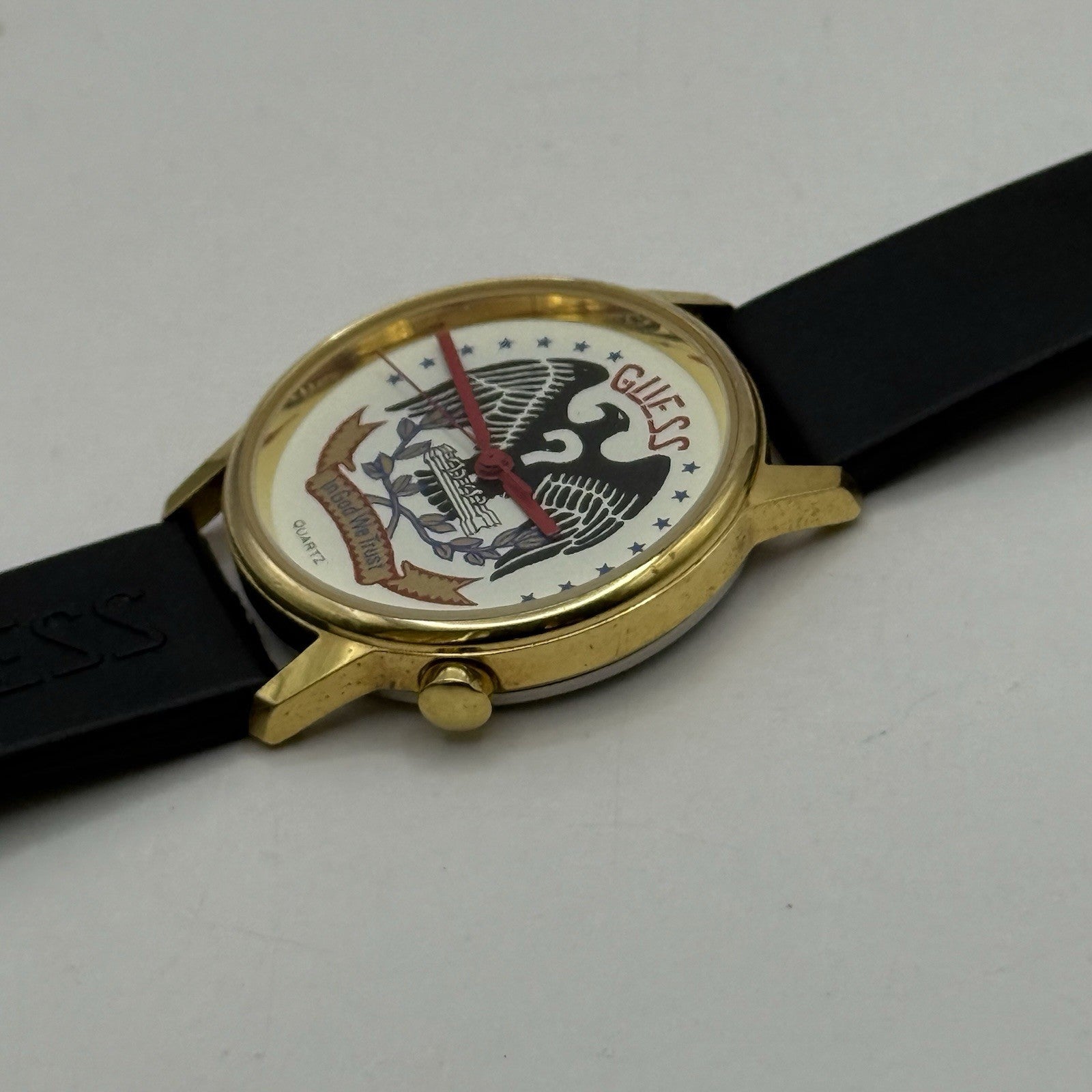 30mm Working Ladies Guess In God We Trust Hong Kong Gold Plated Quartz Watch
