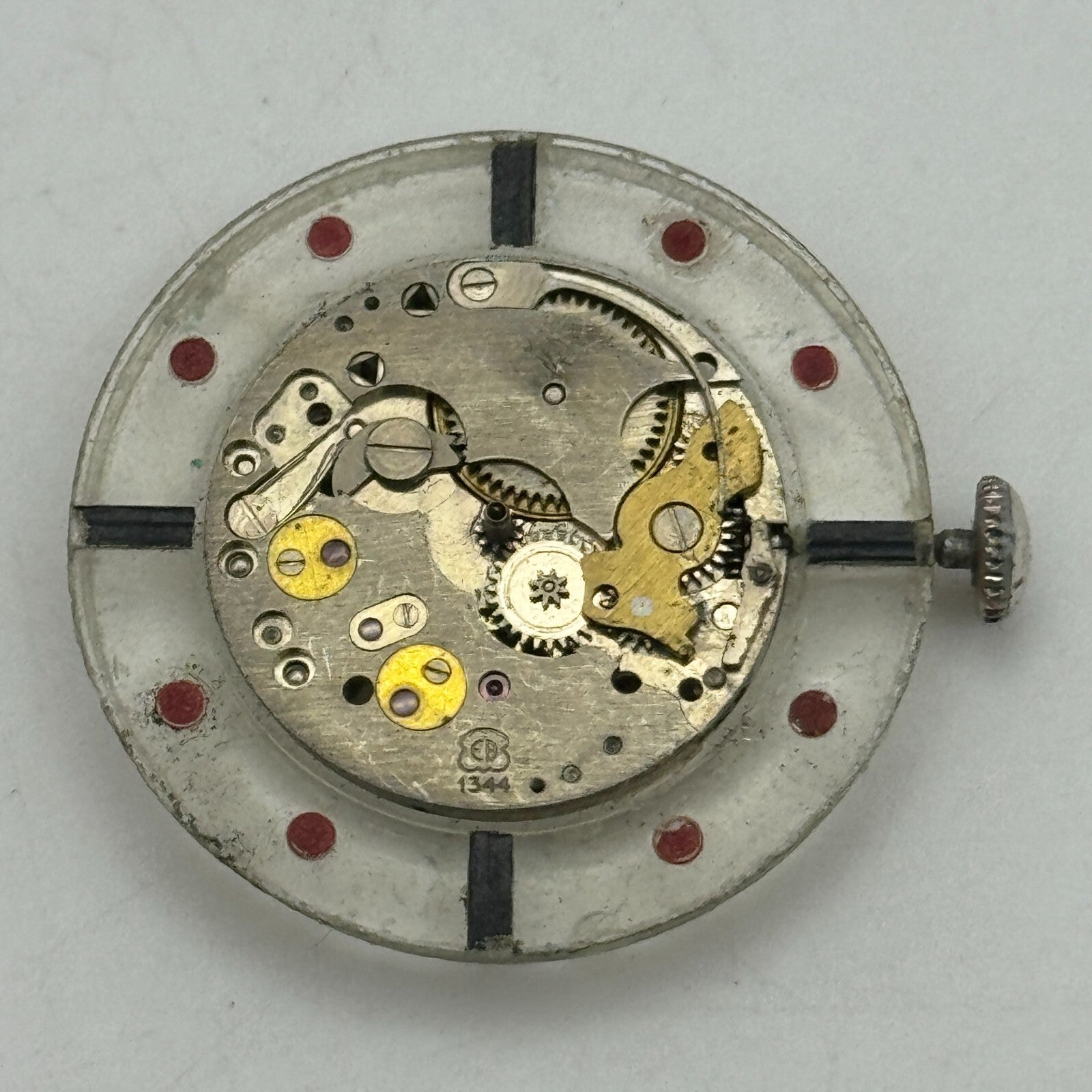 28.8mm EB 1344 Swiss 17 Jewels Manual Wind Watch Movement Vintage PARTS SPARES