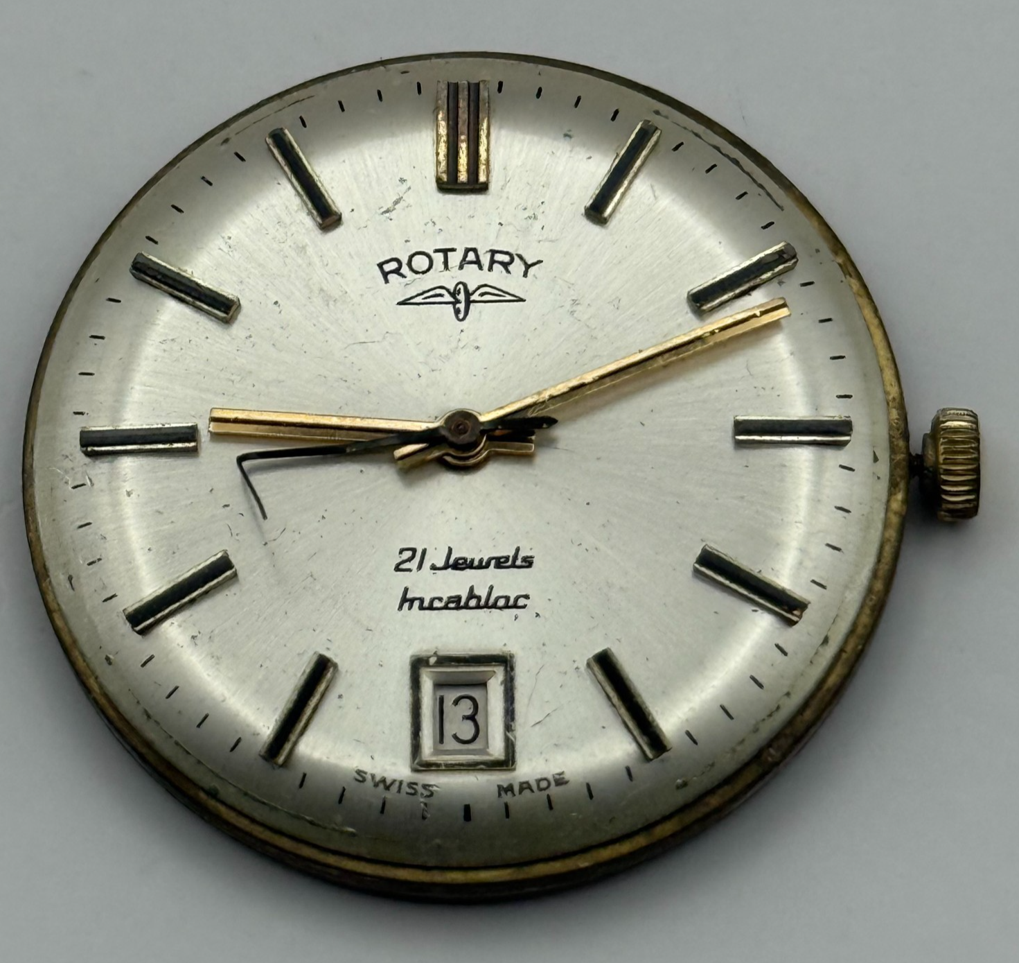 AS 2061 Date Watch Movement Rotary Manual Wind Vintage Swiss Parts Repair 25.5mm