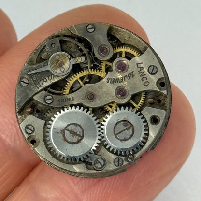 21.9mm Vintage Lanco 15 Jewels Swiss Trench Watch Movement Manual Wind PARTS