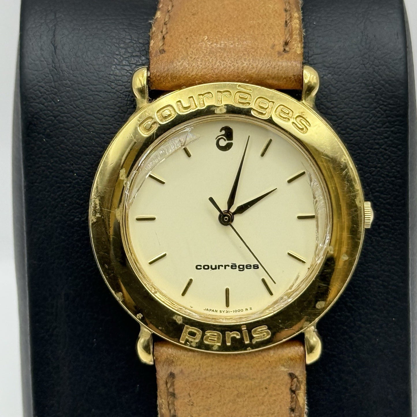 30mm Working Ladies Vintage Courreges Paris 5Y31-1000 Gold Plated Quartz Watch