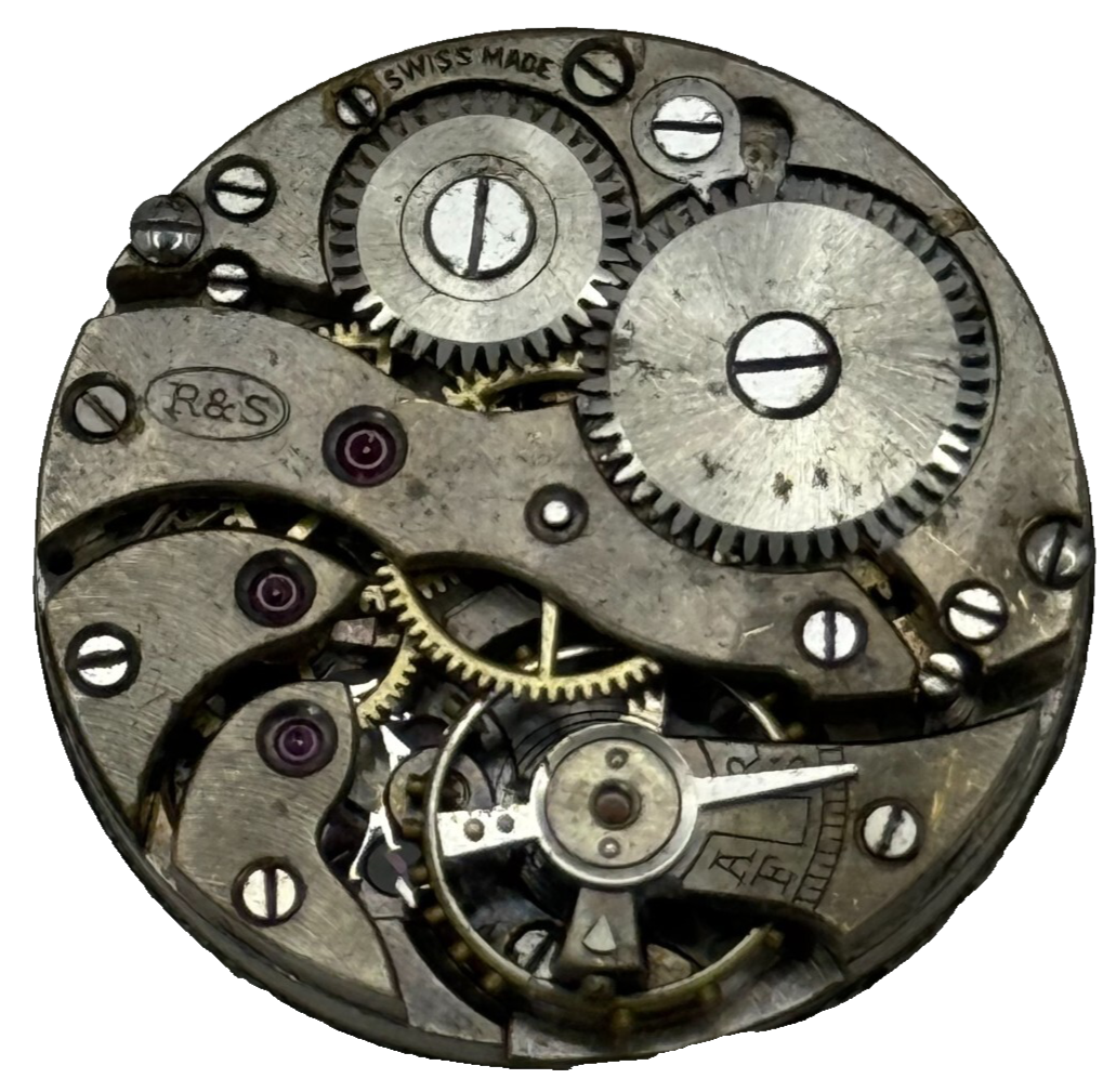 23.6mm Vintage R&S Rotheram & Sons Swiss Trench Watch Movement Manual Wind PARTS